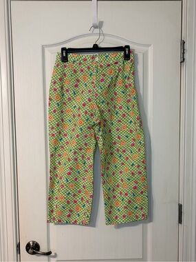 Vintage Sag Harbor Green Multi-Color Patterned Capris
